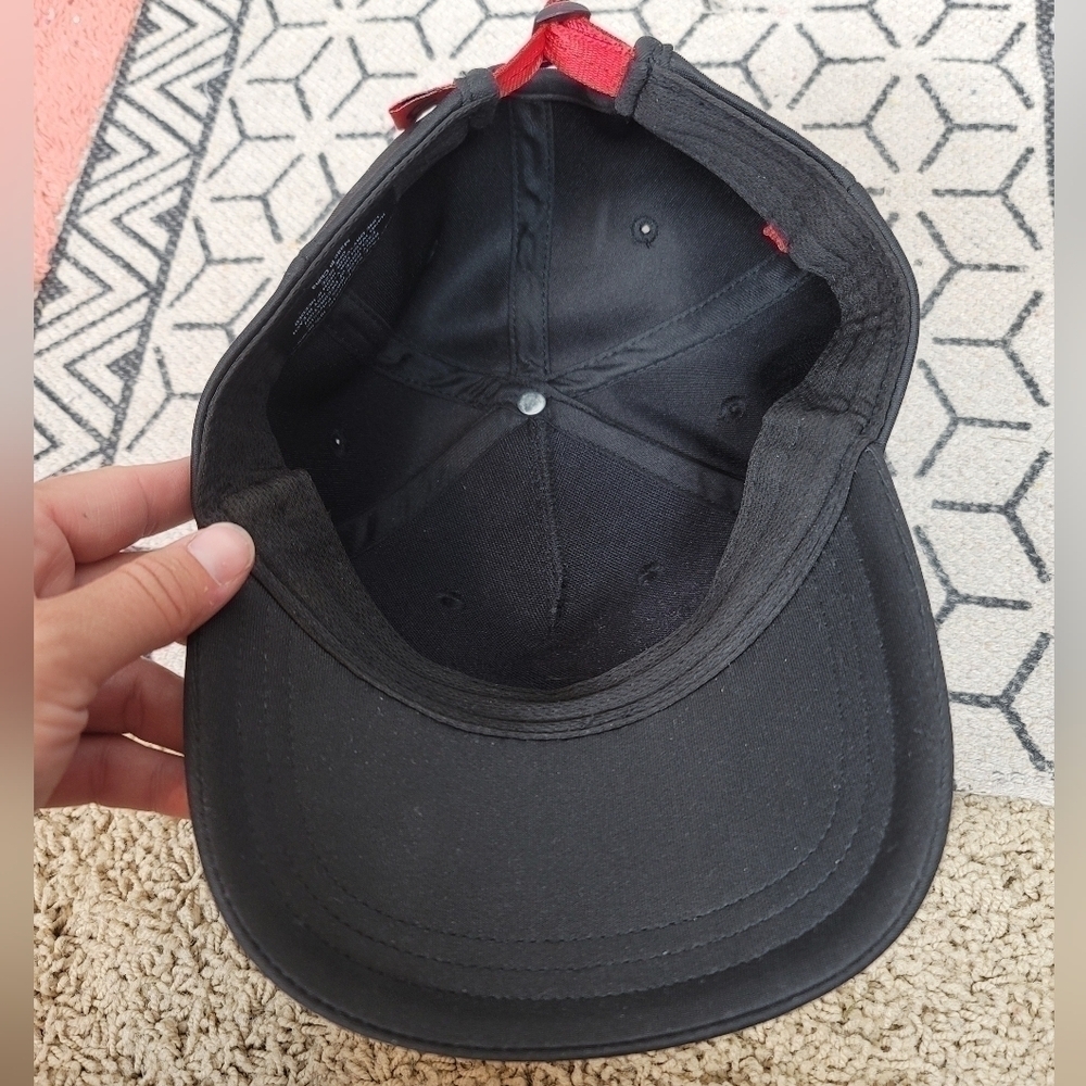 Peloton Black Out Hat Black Hat, w Adjustable Red Strap - Picture 10 of 11